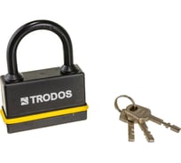 Навесной всепогодный замок Trodos BM-02-75 желтый Blister 210087