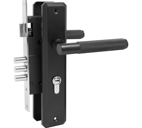 Врезной замок БУЛАТ ФЕРОНА с ручкой ЗВ4-3.70.02.02 черный 5 перф.кл. 15004