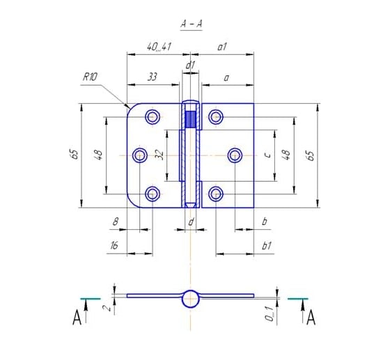 Петля накладная Левша ПНУ-65-40 2 шт, белый У1-6529.Б