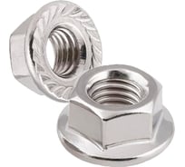 Гайка нержавеющая с фланцем METIZ-A2 М5, DIN 6923, А2, с зазубринами, шестигранная, 30 шт. 6923M5A2