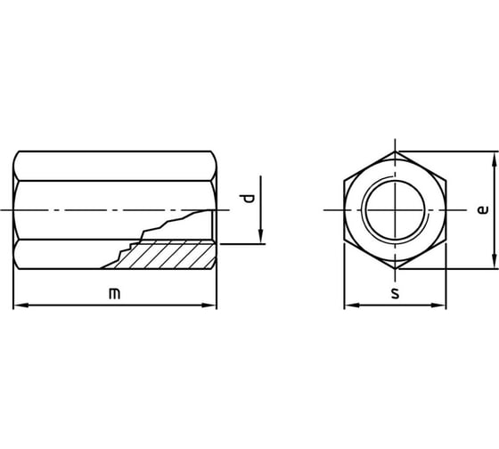 Гайка нержавеющая Metiz-A2 М8x24, DIN 6334, А2, удлиненная, 100 шт. 633428 100