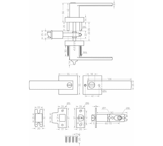 Дверная ручка-защелка Marlok RZ 8-03 фиксатор, серия NOVA BL черная 000478