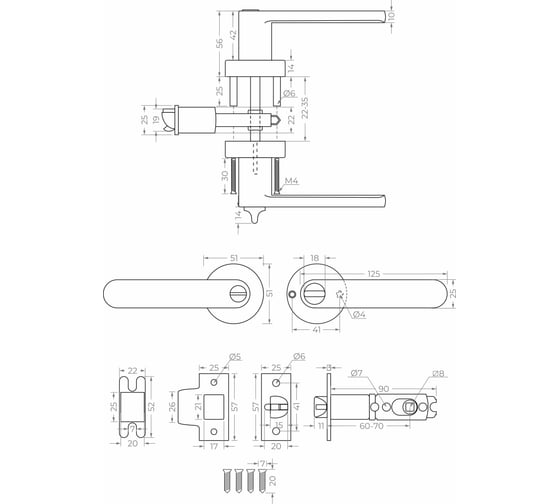 Дверная ручка-защелка Marlok RZ 7-03 фиксатор, серия NOVA BL черная 018622