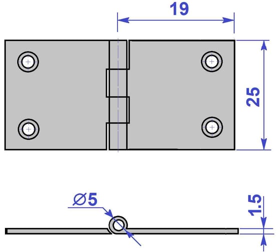 Петля накладная "М" Левша латунь 25x19x1,5 мм 1501 старая бронза У2-2709.СБ