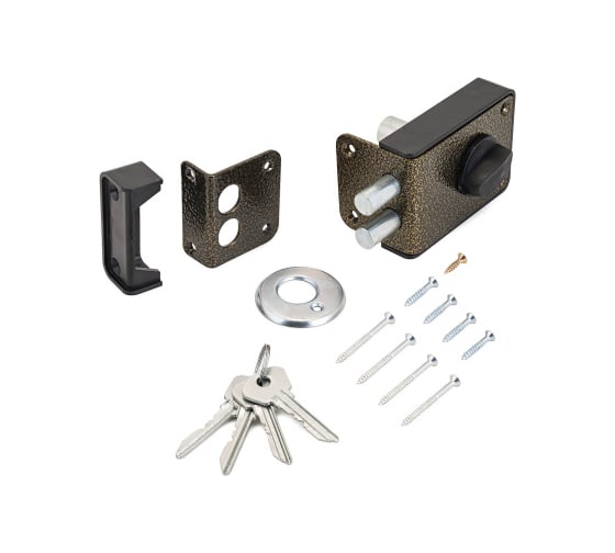 Накладной замок Marlok ЗН 1-3-1, 2 ригеля, корпус - металл+пластик, бронза 020597