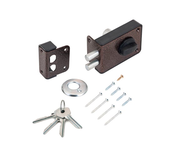 Накладной замок Marlok ЗН 1-3-1, 2 ригеля, корпус - металл+пластик, медь 020598 1