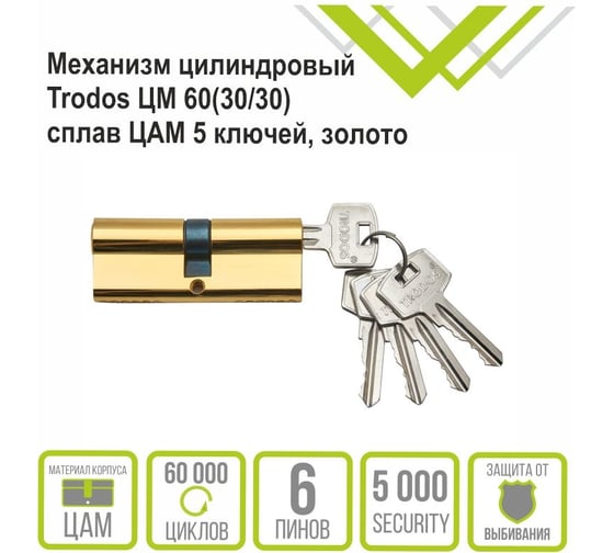 Цилиндр Trodos ЦАМ ЦМ 60-5K PB золото 208082