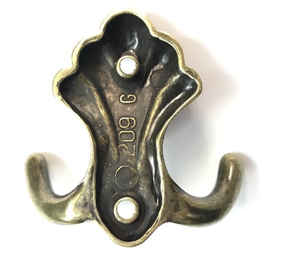 Мебельный 2-рожковый крючок для одежды Metaldecor 209G бронза APP.0209G.BR