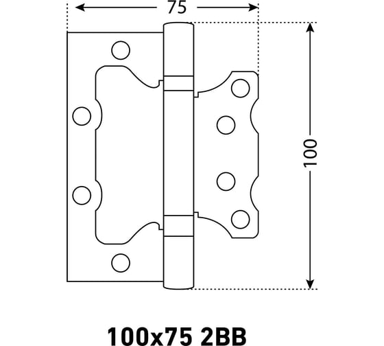 Петля накладная Аллюр без врезки 100x75 2BB BL блистер, 2,5 мм, матовый черный, 2 шт. 14529