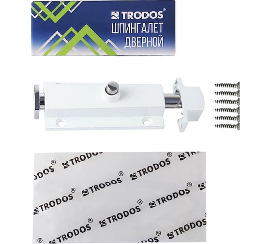 Шпингалет Trodos 01.04 с пружиной L80, белый 205059