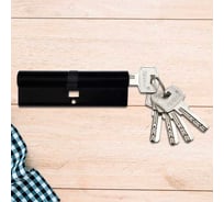 Механизм цилиндровый Trodos ЦМП 10050/50 сплав ЦАМ 5 ключей, черный матовый 208236