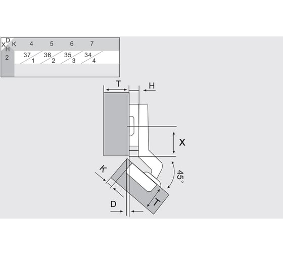 Петля с доводчиком Unihopper 45 CLIP-ON + H=0/3D soft closing HG1406.45
