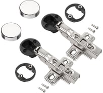 Четырехшарнирная петля clip-on с доводчиком, полунакладная для стекла с заглушкой никель 2 шт. Lemax PROF 2pcs-M320-Half(M020)