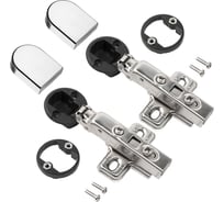 Четырехшарнирная петля Lemax prof clip-on с доводчиком, накладная, для стекла, с заглушкой, никель 2 шт. 2pcs-M320-Full M021