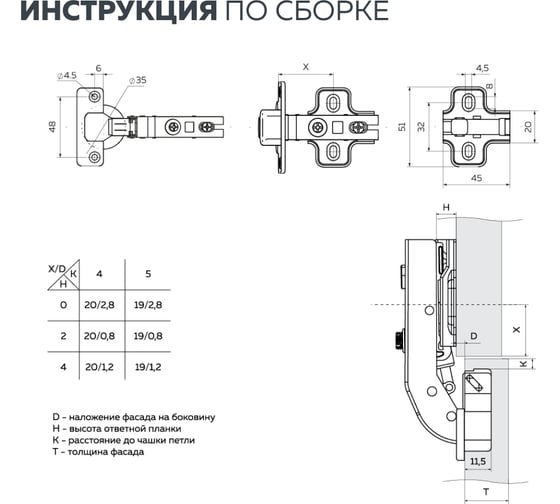 Четырехшарнирная петля Lemax prof slide-on, 90 градусов 2 шт. 2pcs-M400-90