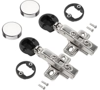 Четырехшарнирная петля clip-on с доводчиком, накладная для стекла с заглушкой никель 2 шт. Lemax PROF 2pcs-M320-Full(M020)