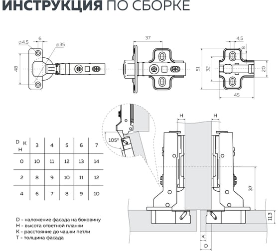 Четырехшарнирная петля Lemax PROF clip-on с газовой пружиной 2 шт. 2pcs-M301-Half(L)