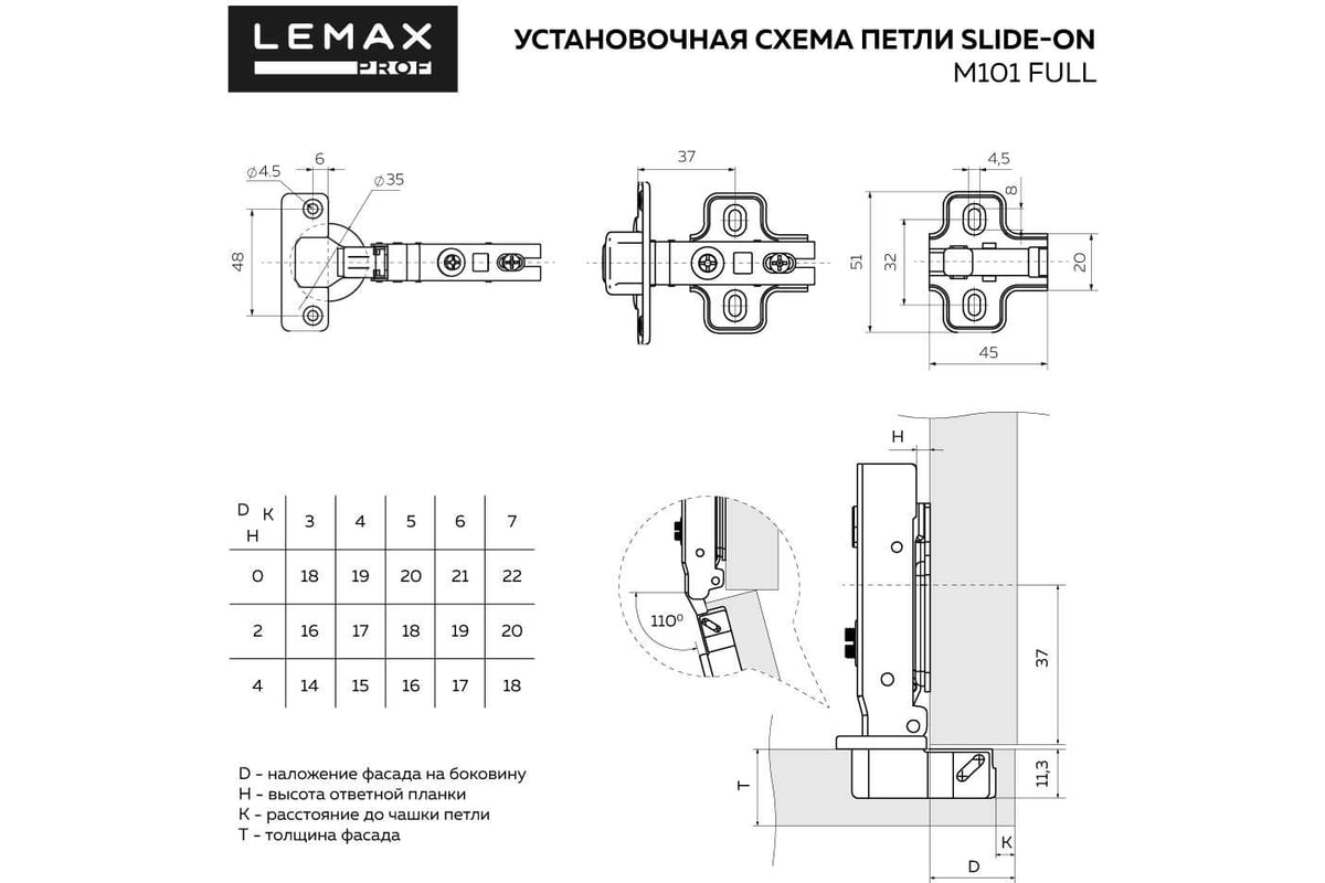 Четырехшарнирная петля Lemax prof slide-on, 110 градусов, накладная 2 шт.  2pcs-M101-Full - выгодная цена, отзывы, характеристики, фото - купить в  Москве и РФ