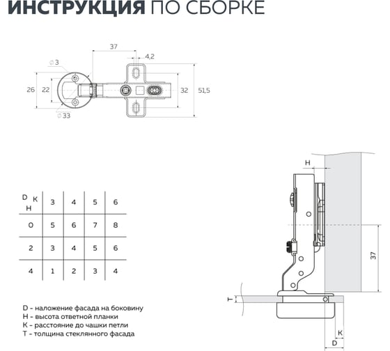 Четырехшарнирная петля Lemax PROF clip-on с доводчиком 2pcs-M320-Half(M021)