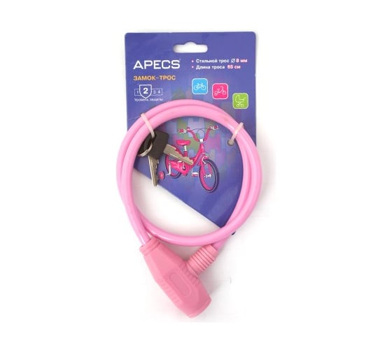 Велосипедный замок Apecs PD-81-65CM-PINK 20434