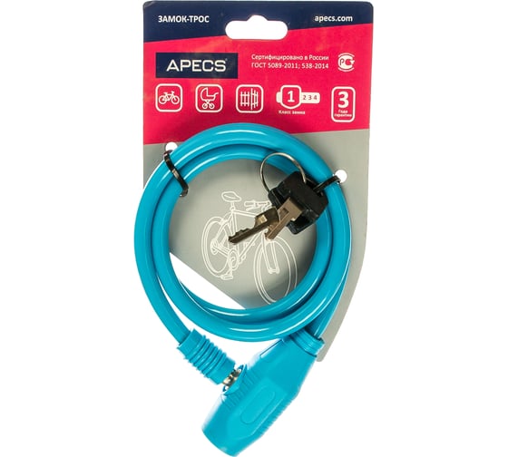 Велосипедный замок Apecs PD-81-80CM-BLUE 20435