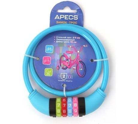Велосипедный замок Apecs PD-85-65CM-CODE-BLUE 20437