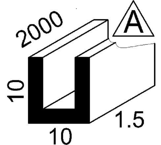 Алюминиевый швеллер GWS 10х10х10х1,5, 2000мм, анодированный Ш10х10х10х1,5х2А