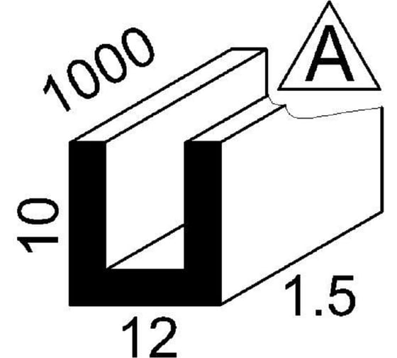 Алюминиевый швеллер GWS 10х12х10х1,5, 1000мм, анодированный Ш10х12х10х1,5х1А