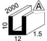 Алюминиевый швеллер GWS 10х12х10х1,5, 2000мм, анодированный Ш10х12х10х1,5х2А 2