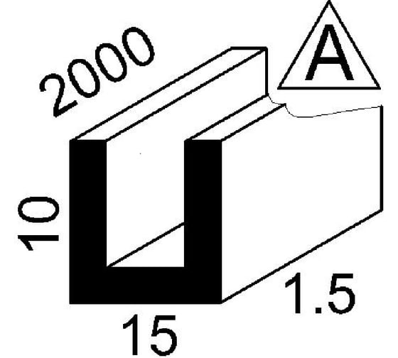 Алюминиевый швеллер GWS 10х15х10х1,5, 2000мм, анодированный Ш10х15х10х1,5х2А
