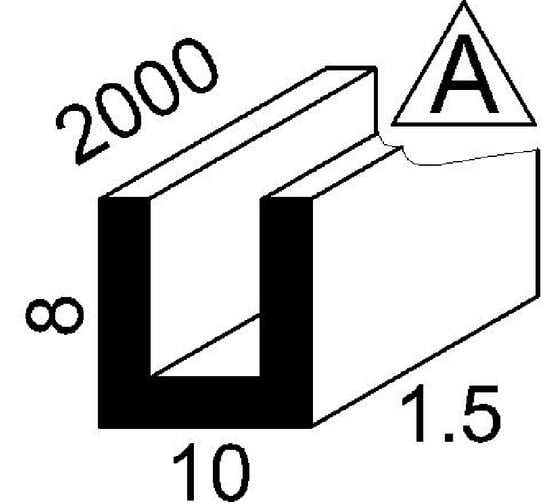 Алюминиевый швеллер GWS 8х10х8х1,5, 2000мм, анодированный Ш8х10х8х1,5х2А