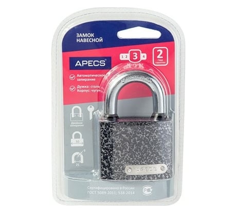 Навесной замок Apecs PD-01-50-Blister 12586