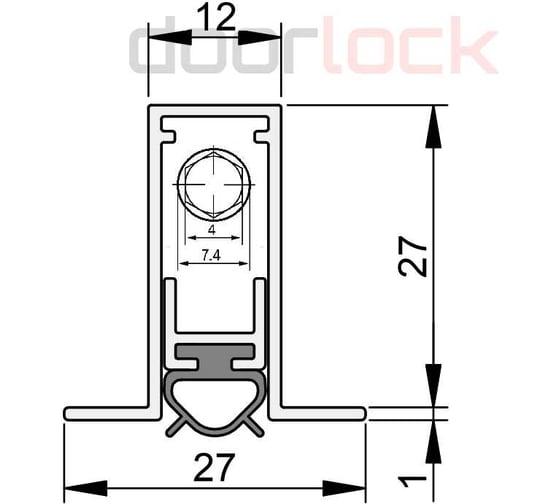 Порог автоматический врезной Doorlock DL OMEGA 12/28 L=820 мм 76112
