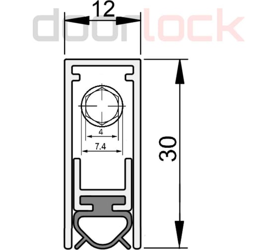 Порог автоматический врезной Doorlock DL STANDARD 12/30 L=620 мм 76101