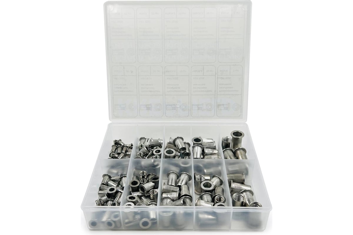 Набор резьбовых заклепок из нержавеющей стали KREPFIELD 130 предметов в ...
