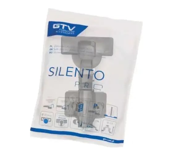 Петля GTV SILENTO PRO внутренняя самозакрывающаяся без еврошурупа, с 3D регулировкой, H-0, CLIPON, черная ZM-HCSL07-3DBEO-20