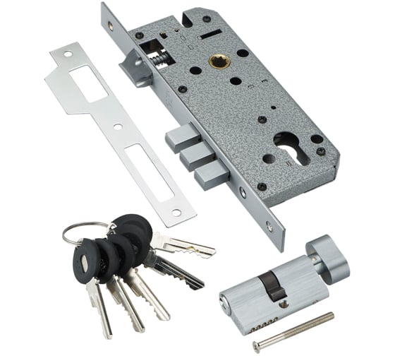 Врезной замок с секретным двухрядным цилиндром ADDEN BAU LOCK 4585 5-60B D CHROME 940000000591