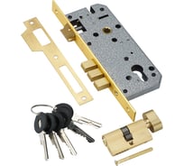 Врезной замок с секретным двухрядным цилиндром ADDEN BAU LOCK 4585 5-60B D GOLD 940000000589