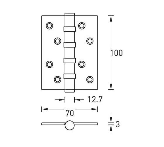 Универсальная петля из нержавеющей стали SILLUR A010-C 100x70x3-4BB P.CHROME 940000000045