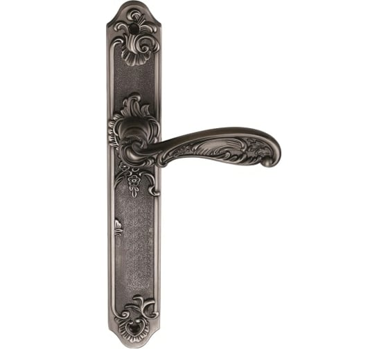 Дверная ручка на длинной накладке GENESIS FLOR BL. SILVER PS 940000000407