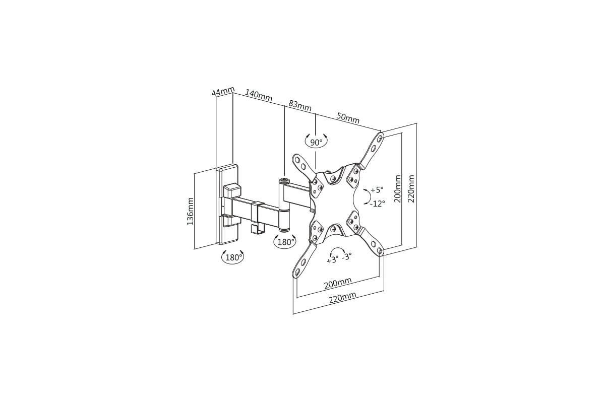 Кронштейн для телевизора с наклоном и поворотом Ultramounts UM866B ...