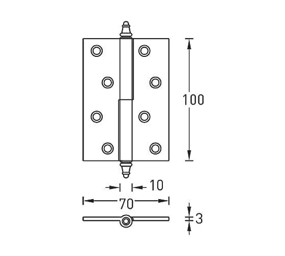 Разъемная петля ARCHIE латунь A010-D 100х70х3-224 L 903082058193