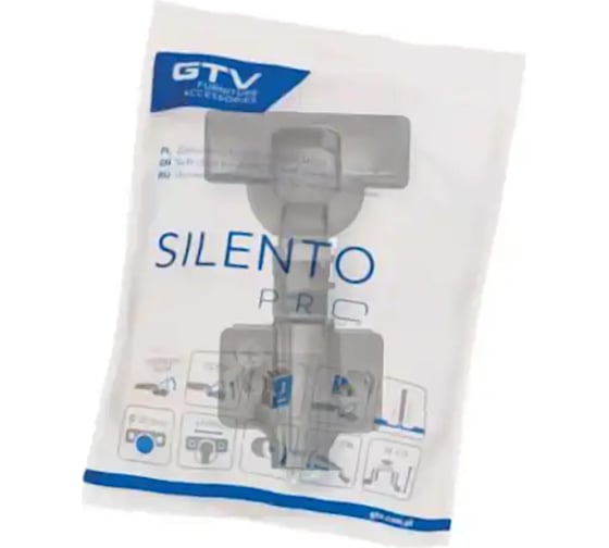 Петля GTV SILENTO PRO накладная самозакрывающаяся без еврошурупа, с 3D регулировкой, H-0, CLIPON, черная ZM-HCSL09-3DBEO-20