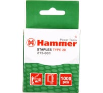 Скобы Flex 215-001 (1000 шт; 12х5х1.2 мм; U-образные; тип 28) для степлера HAMMER 34001