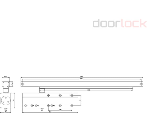 Доводчик Doorlock DL300S/N BC HO EN3-5 со скользящей тягой коричневый 75576