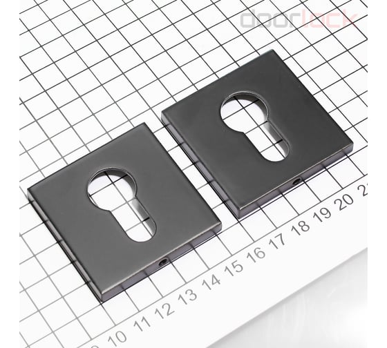 Ключевина под цилиндр Doorlock DL ES02/S/С Slim Black черная, квадратная розетка, пара 73263
