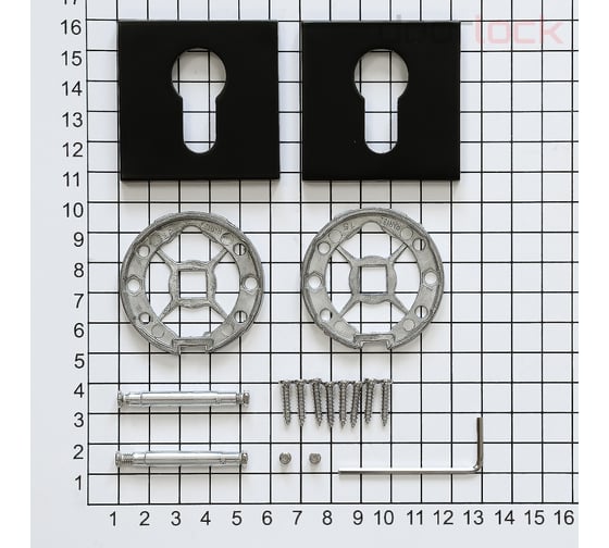 Ключевина под цилиндр Doorlock DL ES02/S/С Slim Black черная, квадратная розетка, пара 73263