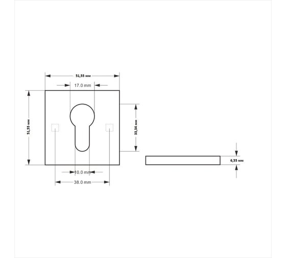 Ключевина под цилиндр Doorlock DL ES02/S/С Slim CP полированный хром, квадратная розетка, пара 73262