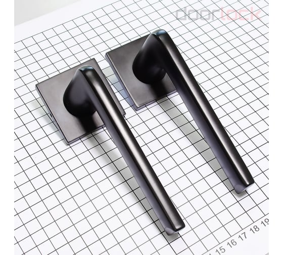 Ручка Doorlock DL Mirage A18S Slim Black черная, квадратная розетка, толщина двери 35-55мм 73253