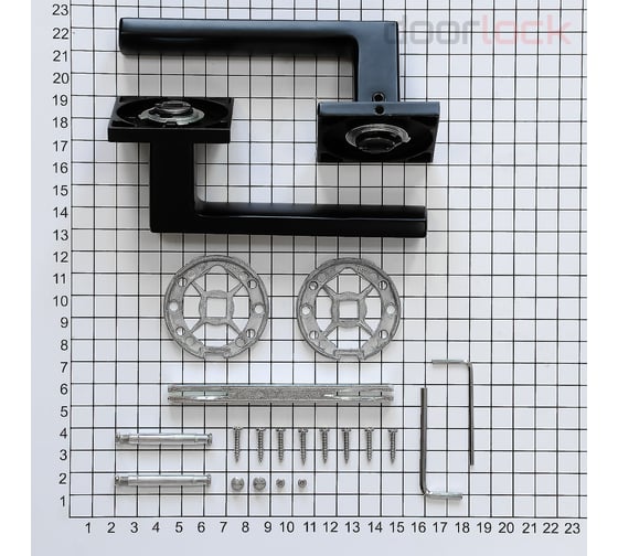 Ручка Doorlock DL Stone A43S Slim Black черная, квадратная розетка, толщина двери 35-55 мм 73245